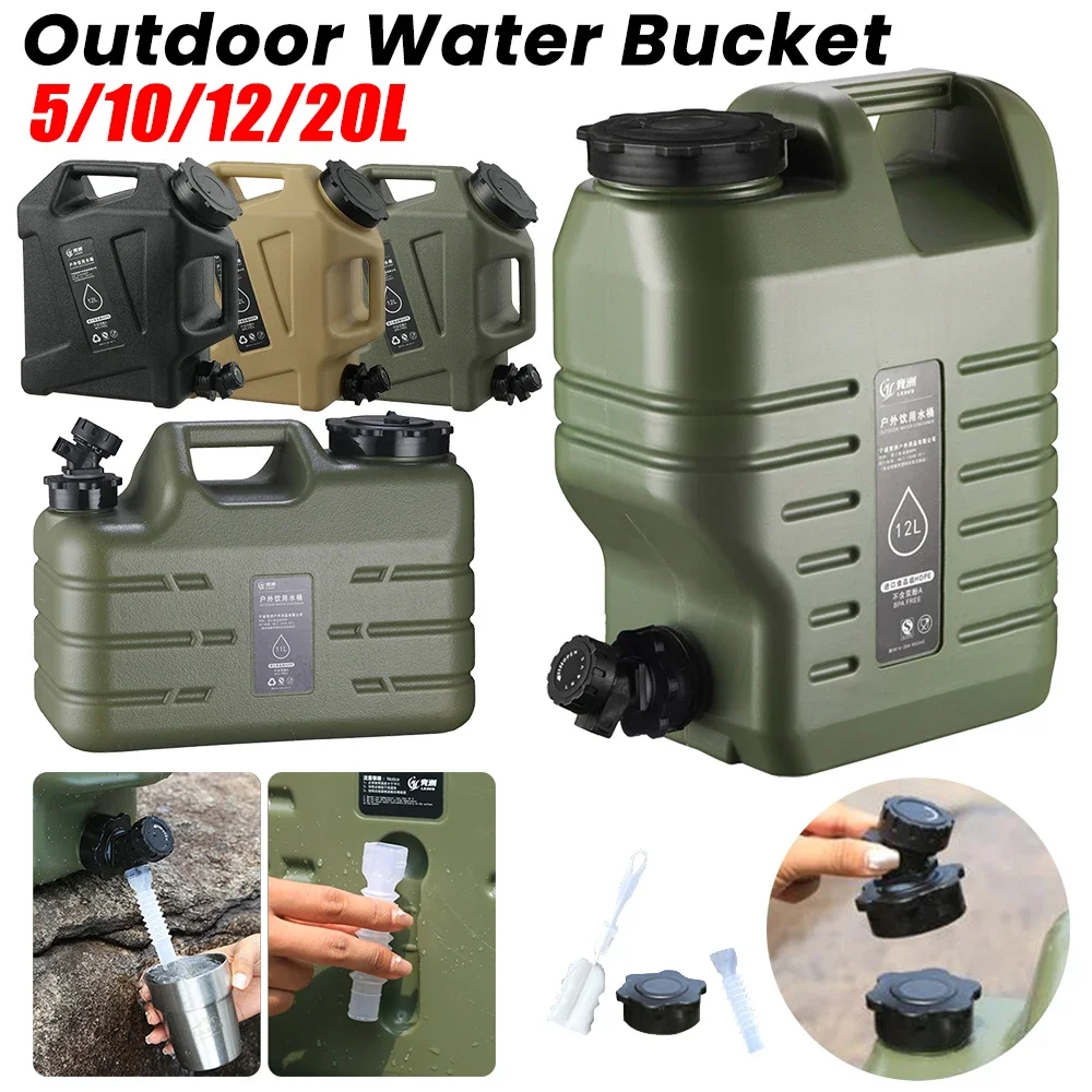 10/12L Outdoor Water Bucket Large-Capacity Portable Camping Water Bag Container with Faucet Driving Water Tank for Picnic Hiking