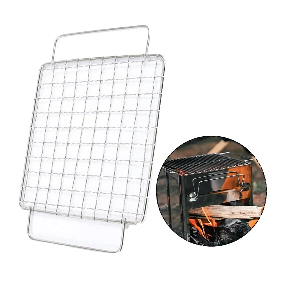 

BBQ Charcoal Grate Barbecue Grill Wire Grid Meshes Net W/2 Handles Stainless Steel BBQ Mat Grid Outdoor Barbecue BBQ Accessories