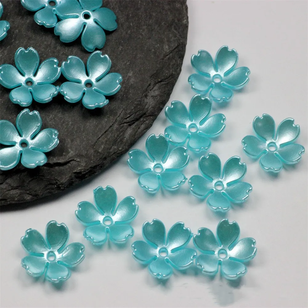 50Pcs 15MM Fünf Blütenblatt Blume Form Acryl Perlen Lose Spacer Perlen Für Schmuck Machen Diy Armbänder Handgemachte Accessoires