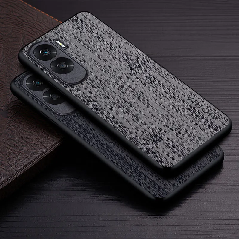 Case for Honor 90 Lite 90 X9A X50i 5G funda bamboo wood pattern Leather cover Luxury coque for huawei honor 90 lite case capa