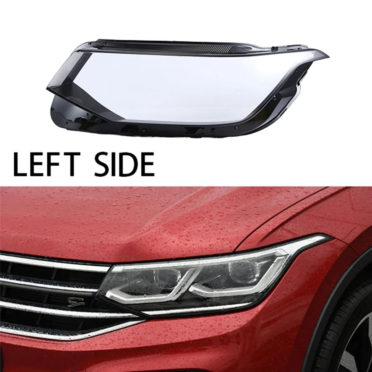 For VW Tiguan L 2022 Head Light Lamp Cover Shade Transparent Lampshade Headlight Shell Organic Glass Replace Left