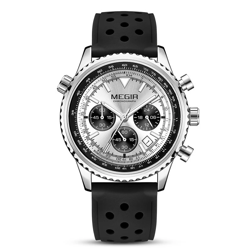 Ultra Thin Multifunction Business Waterproof Luminous Calendar Quartz Watch with Silicone Strap Round Pin Buckle for Men