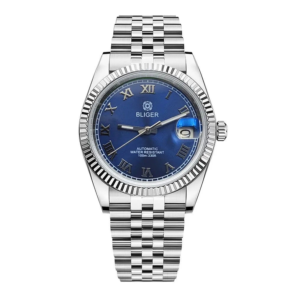 36mm 39mm Sapphire Glass Stainless Steel Watch Dogtooth Log Style NH35 Automatic Movement