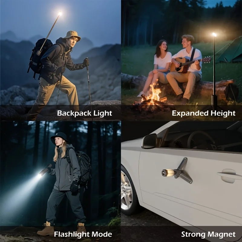 BEATINEON Outdoor Camping Light, 10500mAh Rechargeable Lantern, Extendable Magnetic Base, Dimmable Portable Flashlight, Camping, Hiking, Emergency, Garage Work Light, 480 Lumens, Outdoor Hiking And Fitness, Can Be Held And Countertop Mounted view 3
