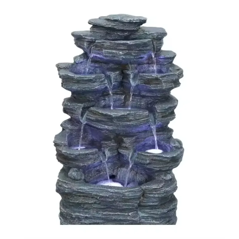 

Solar Tabletop Fountain Resin Marble Construction With LED Lighting And Water Pump For Indoor Outdoor Desk Decor