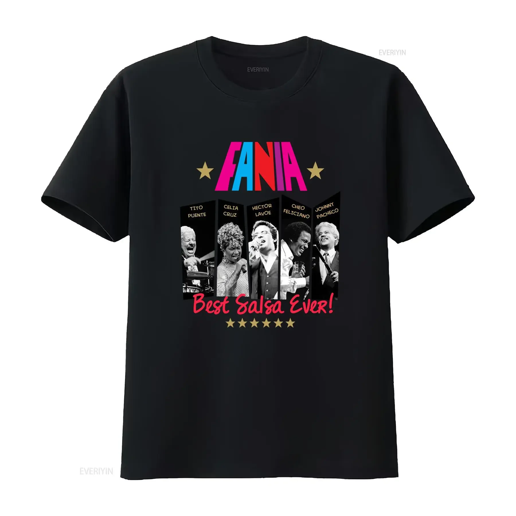 Vintage Retro Best Salsa Ever Fania All Stars Music Print Casual T Shirt vintage Washed Unisex Versatile graphic Slightly