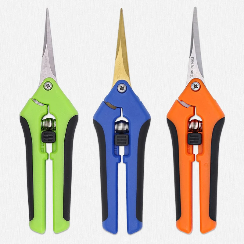 Pruner Gardening Hand Pruning Shear Straight Stainless Steel Blades Ultra Sharp Garden Scissors For Flowers Harvesting Fruits