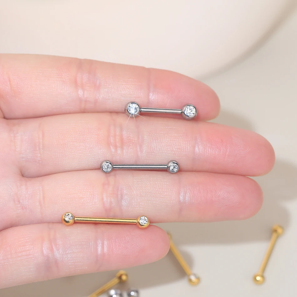 1/5PCS Titanium Internally Threaded Nipple Barbell Crystal Zircon Breast Ring for Women Sexy Nipple Mamilo Piercings Jewelry 14G
