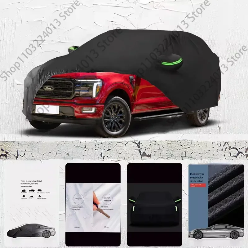 

For Ford F-150 fit Outdoor Protection Full Car Covers Snow Cover Sunshade Waterproof Dustproof Exterior Car cover Black