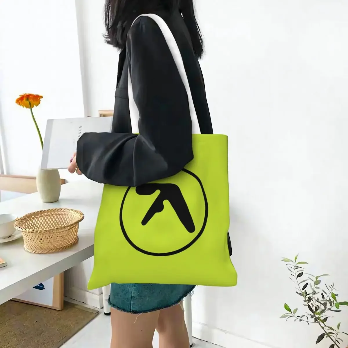 Aphex Twin Richard D Music Canvas Tote Bag Reusable Large Capacity Grocery Bag for Women Travel Bags