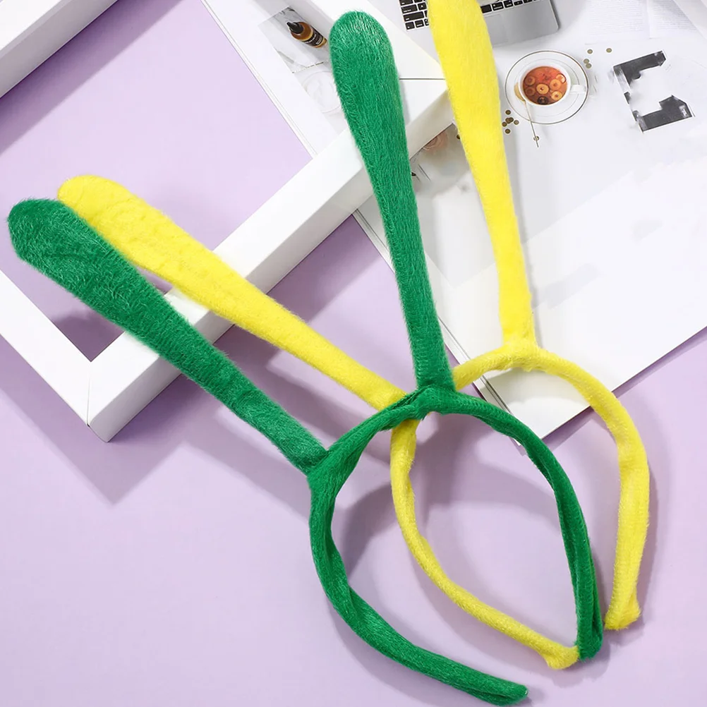

2 Pcs Headband Little Bee Adorable Hair Hoops Aldult Antenna Party Accessory Green Mother