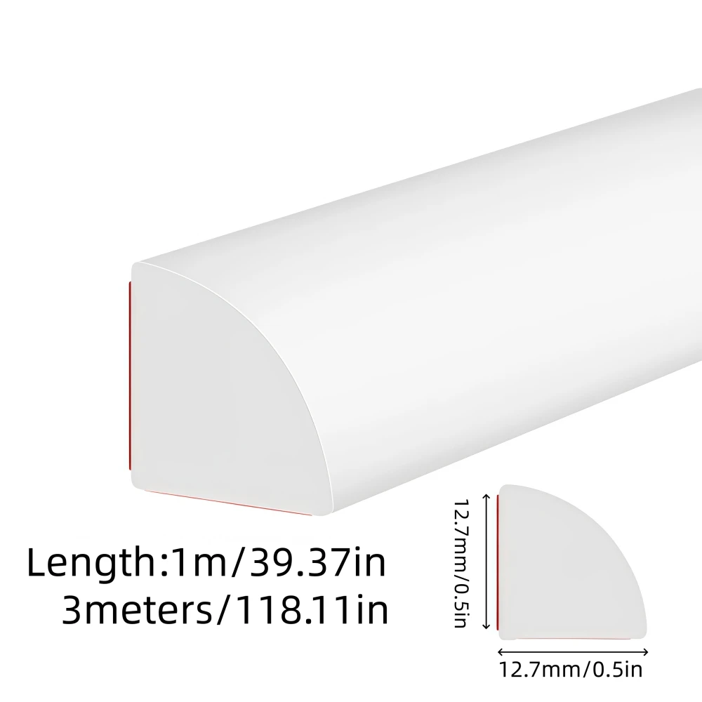 1PC Flexible Quarter Round Caulking Strip Molding Trim, Sided Self-Adhesive Rubber Moulding for Staircase, Corner ﻿
