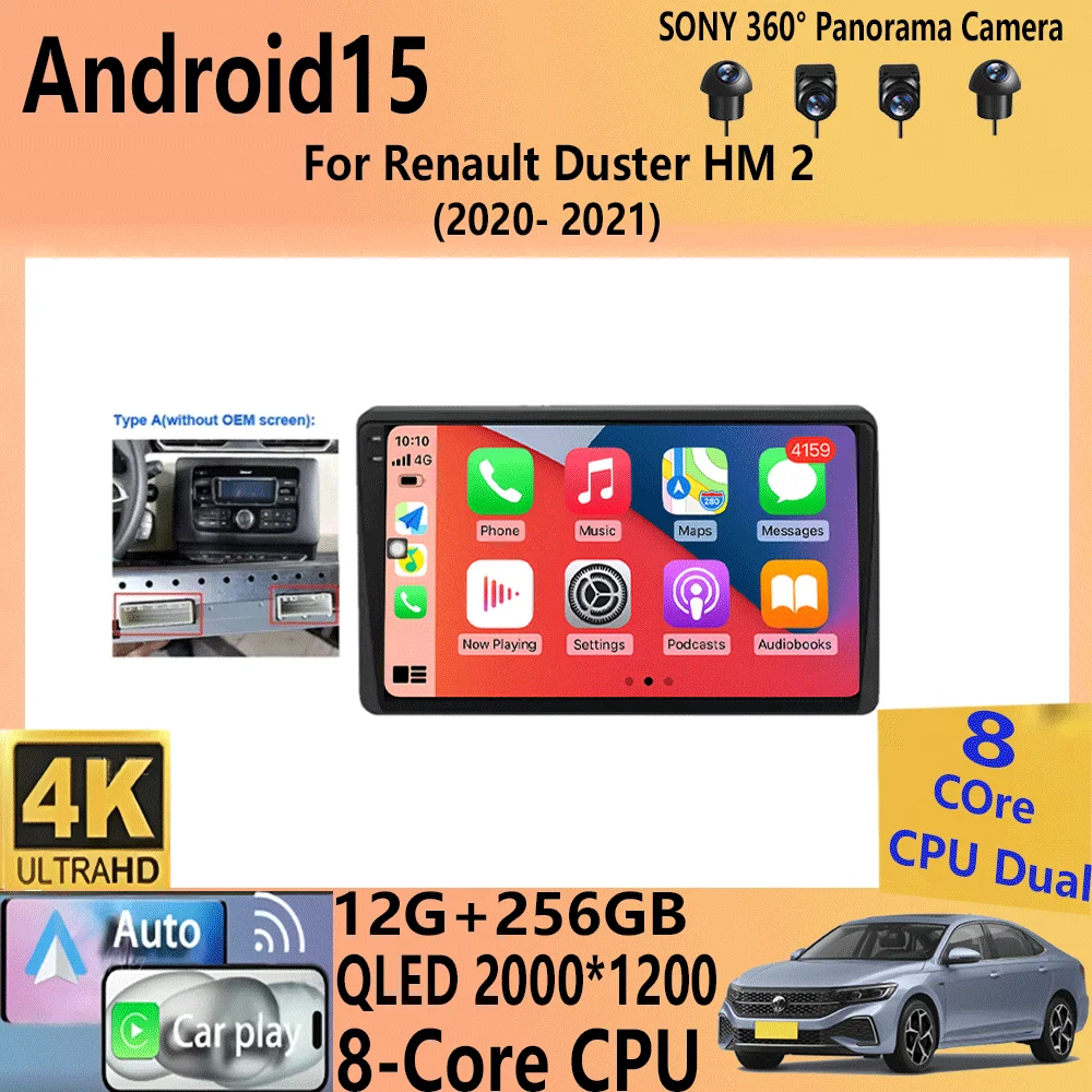 Car radio 2din Android 15 for Renault Duster HM 2 2020 2021 Arkana 1 2019-2021 Multimedia Player 4G GPS Navi Carplay AutoRadio