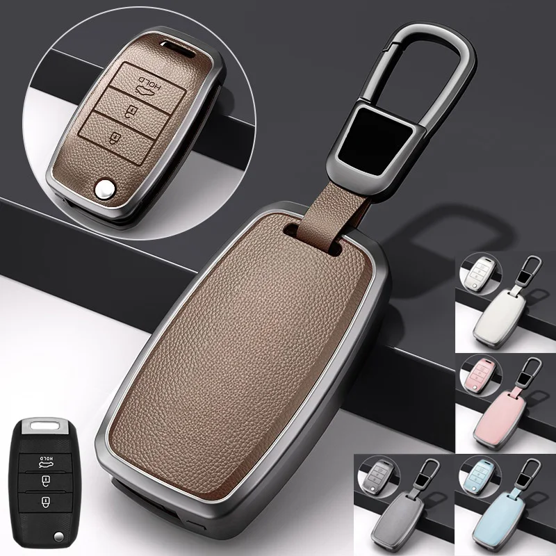 Funda de cuero de aleación de Zinc para mando a distancia de coche, funda para Kia, Kia, Ceed, Sportage, Sorento, Niro, K3, Rio Soul, Stonic, Carens, Rondo, K3