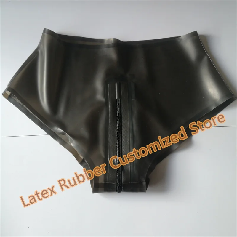

Женские латексные трусы с молнией в промежности и прозрачными черными шортами, резиновые трусики, нижнее белье, брюки, костюмы