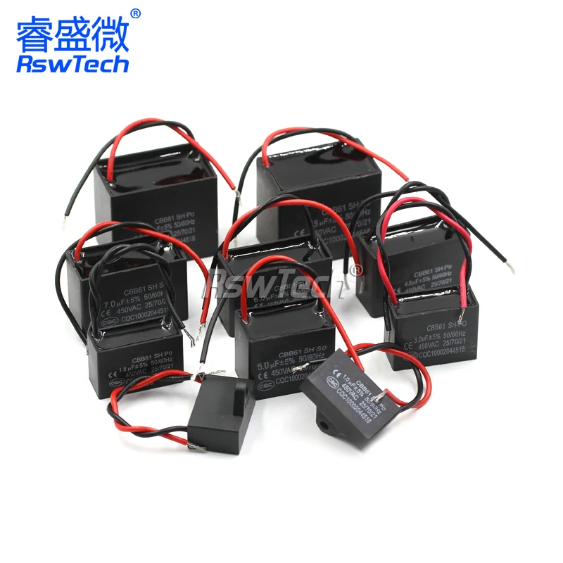 CBB61 starting capacitance AC Fan Capacitor 450V CBB Motor Run Capacitor 1UF 1.2UF 1.5UF 2UF 2.5UF 3UF 3.5UF 4UF