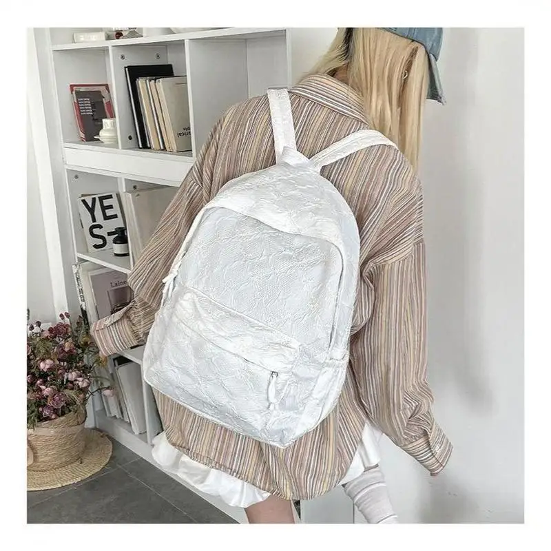 Nylon-Rucksack mit süßem Schleifenmuster, großes Fassungsvermögen, leicht, mehrere Taschen, Schultasche, lässiger Alltagsrucksack für Studenten und Pendler – Detail 18