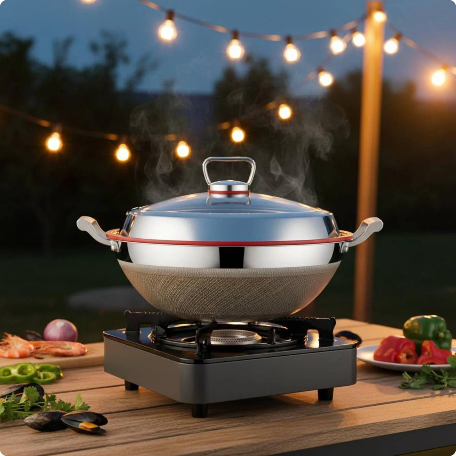 

Stainless Steel Wok Steaming and Stewing Deep Wok Kitchen Gear Even Heat Distribution Cookware Induction Ready for Cooktop Top