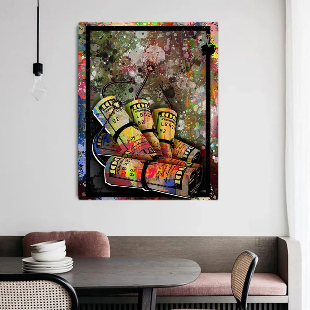 

Funny Money to Blow Dollar Graffiti Posters Wall Art Canvas Prints Modern Fashion Paintings for Living Room Home Decor Pictures