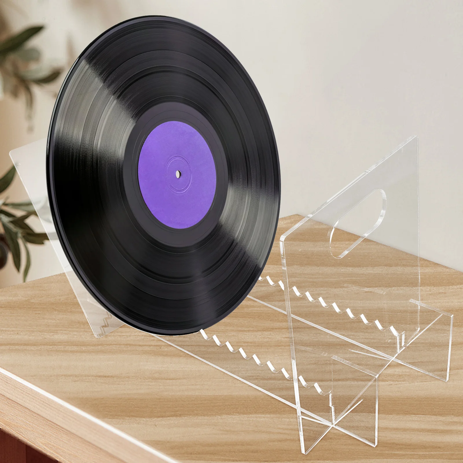 

Clear Acrylic Vinyl Record Display Stand Detachable Tabletop Storage Rack Organizer for Music Albums Cds Books Home Use