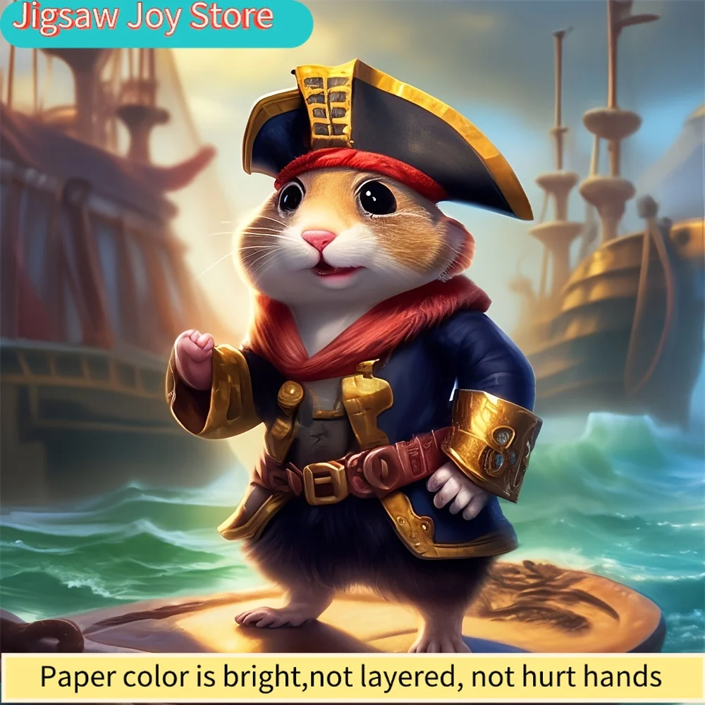 

DIY 5D Diamond Painting Kit - Hamster Captain | Full Drill Round Acrylic Canvas | Embroidery Cross Stitch Art for Home Wall De