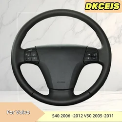 DIY Car Steering Wheel Cover Faux Leather Breathable Black For Volvo S40 2006 -2012 V50 2005-2011 Steering Wheel Braiding Cover