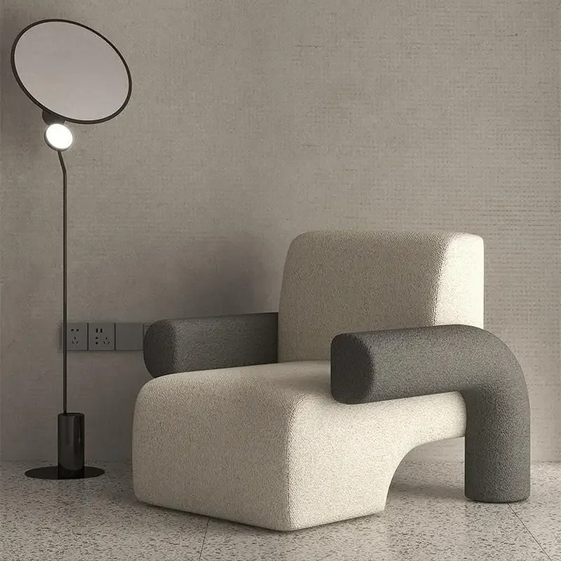 

light luxury single sofa, small apartment designer, creative living room, balcony, lazy Internet celebrity, lambswool sofa chair