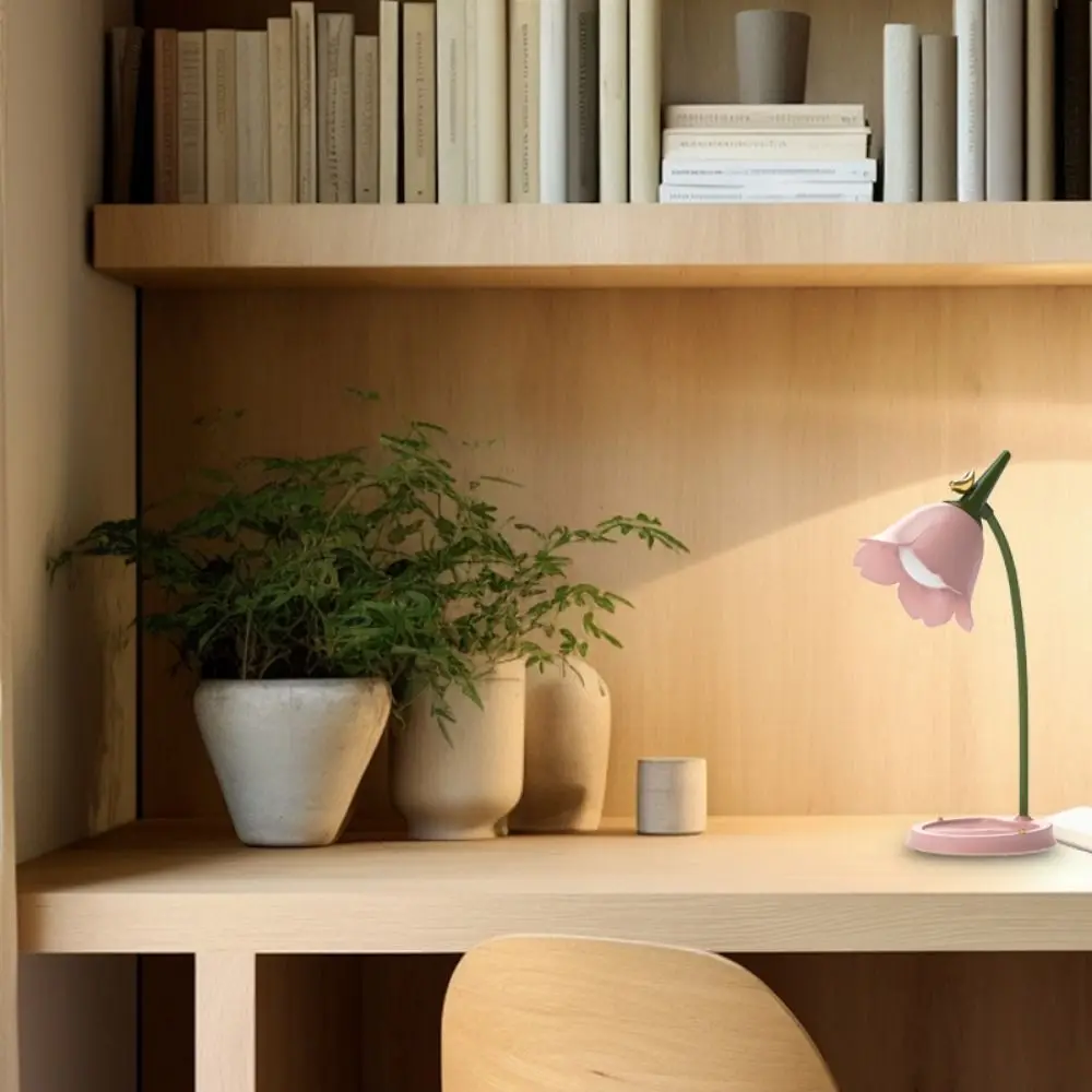 Adjustable Flower Shaped Lamp Rechargeable Battery Touch Control LED Desk Lamp Eye Protection Vintage Table Light Living Room