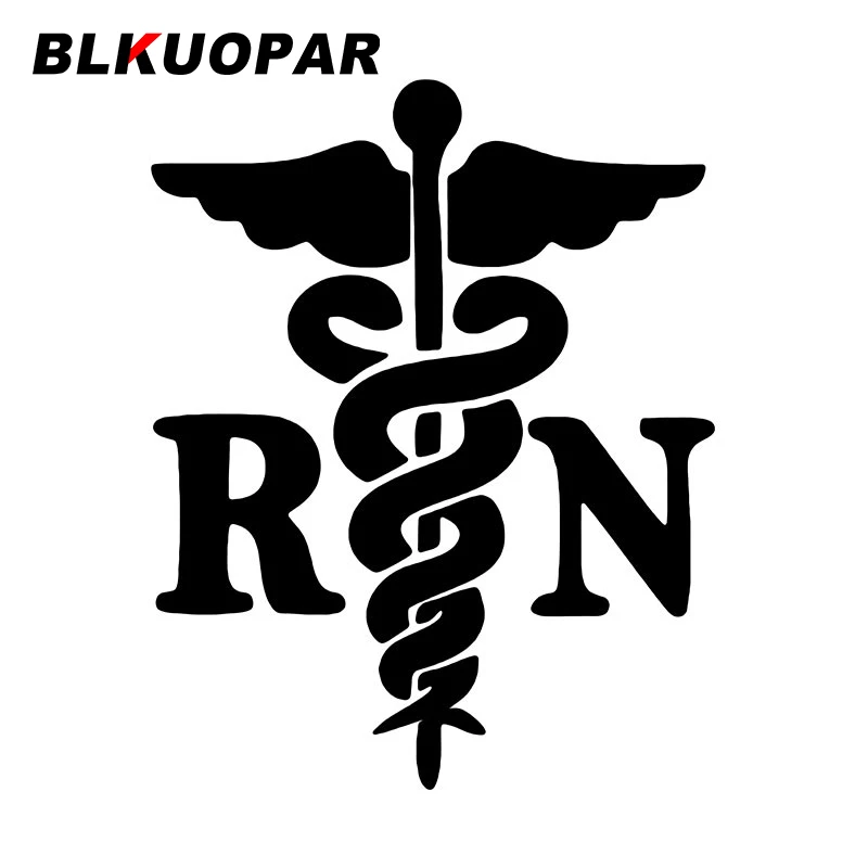 

BLKUOPAR RN Registered Nurse Logo Car Sticker Sunscreen Silhouette Die Cut Creative Decal Windows Trunk Motorcycle Car Styling