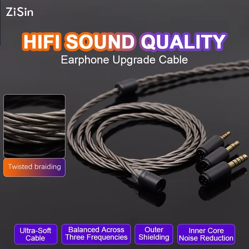 

ZiSin-14 4-Core DIY Litz Earphone Upgrade Cable With Modularity IE900 2PIN MMCX 4PIN XLR For M5 Olina Fudu DZ4 Quintet S12 Olina