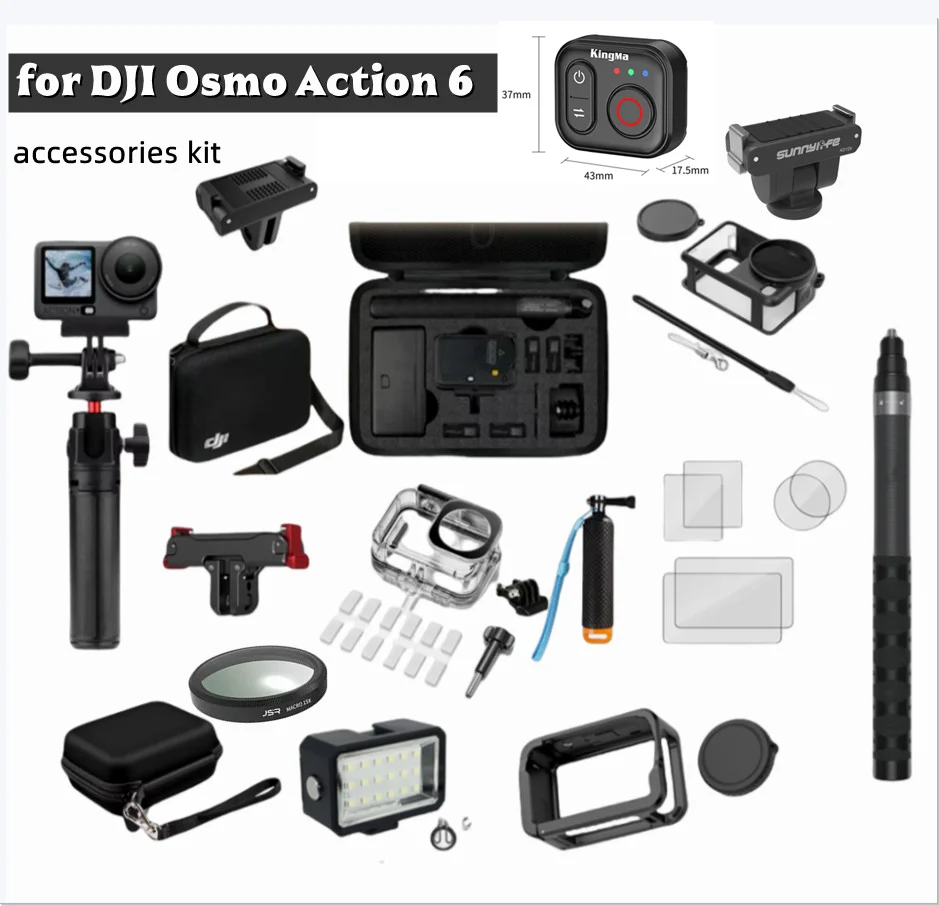 

For DJI Osmo Action 6 Accessories Kit Screen Film Protector Silicone Case Magnetic Adapter Frame Cage shoulder bag filters bag