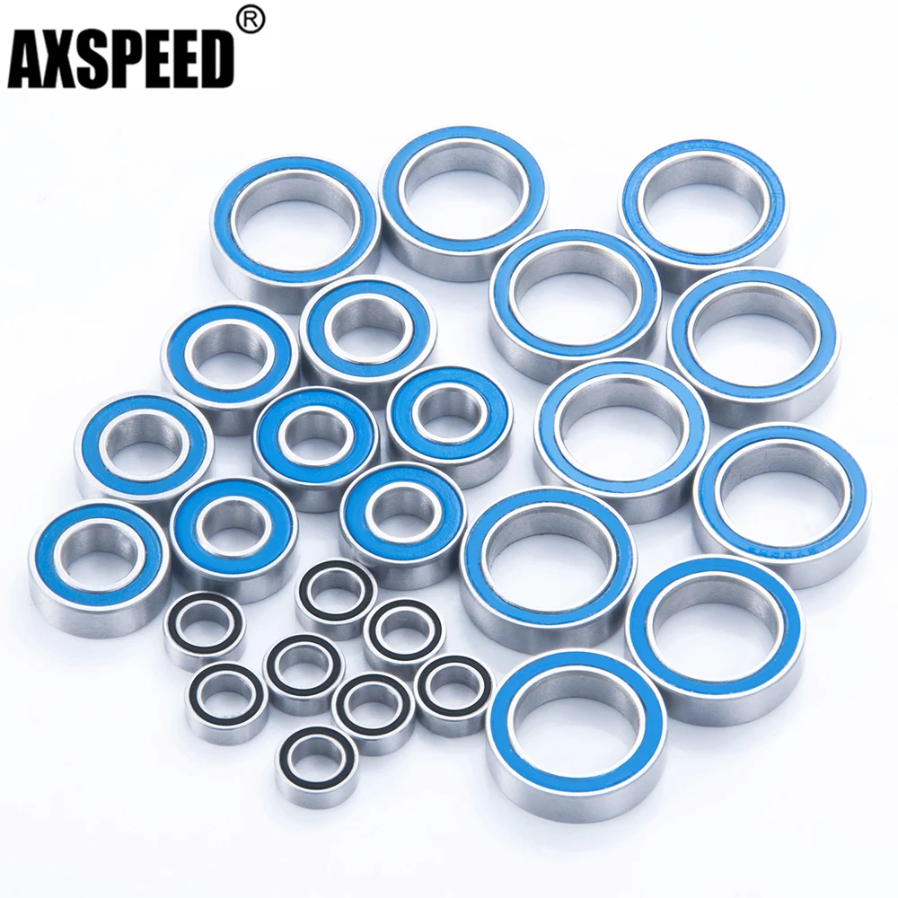 AXSPEED 26Pcs Complete Ball Bearing Kit Rubber Sealed Chrome Steel for 1/10 Tekno ET410 ET410.2 EB410 EB410.2 RC Crawler Car