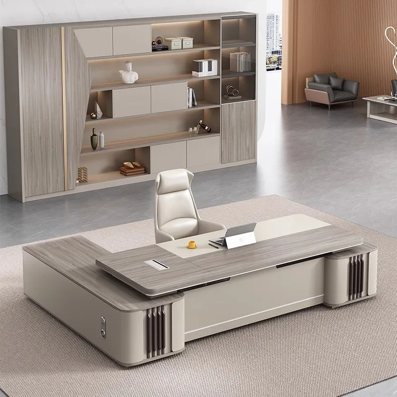 Office Executive Desk Workshop Study Modern Computer Boss L Shaped Room Desk Computer Luxury Workstation Industrial Furniture