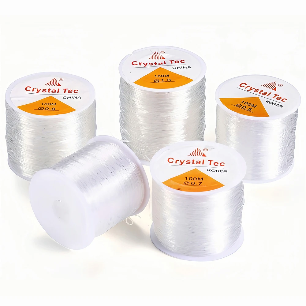 100 m starke elastische Kristallschnur, Perlenfaden, DIY-Schmuckherstellung, Halskette, Armband, Perlenschnur, dehnbare Dicke 0,5–1 mm