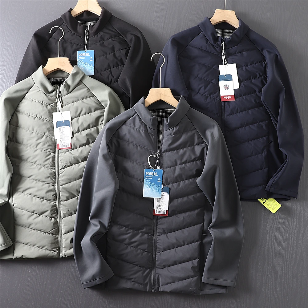 

Легкий мужской повседневный пуховый костюм для улицы Jaet с ионным теплоотделением и воротником-стойкой в стиле пэчворк, теплый полиэфирный волокно Du down