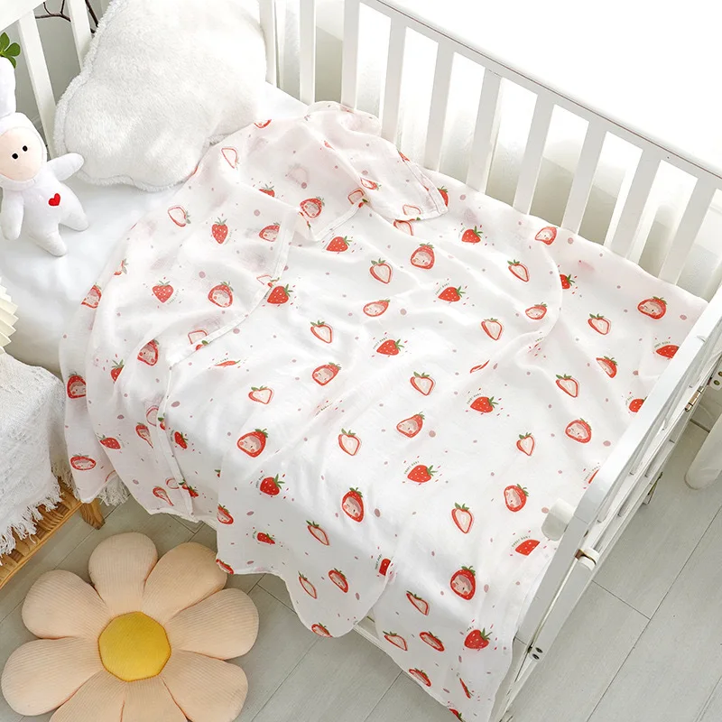 Premium Baby Muslin Bamboo Cotton Swaddle Blanket 2-Layer Lightweight Soft Breathable Newborn Receiving Wrap Summer Class A