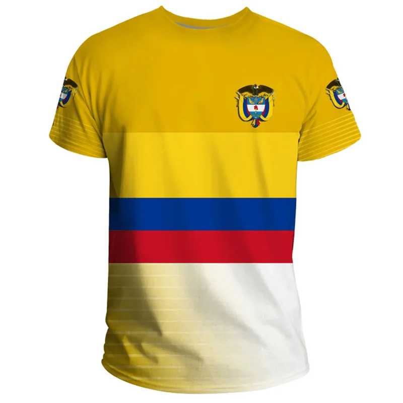 Columbia Men's T-shirt Casual Loose O Neck Colombian Flag Short Sleeved Tops Tees Men's Clothing Oversized Tee Shirts Streetwear