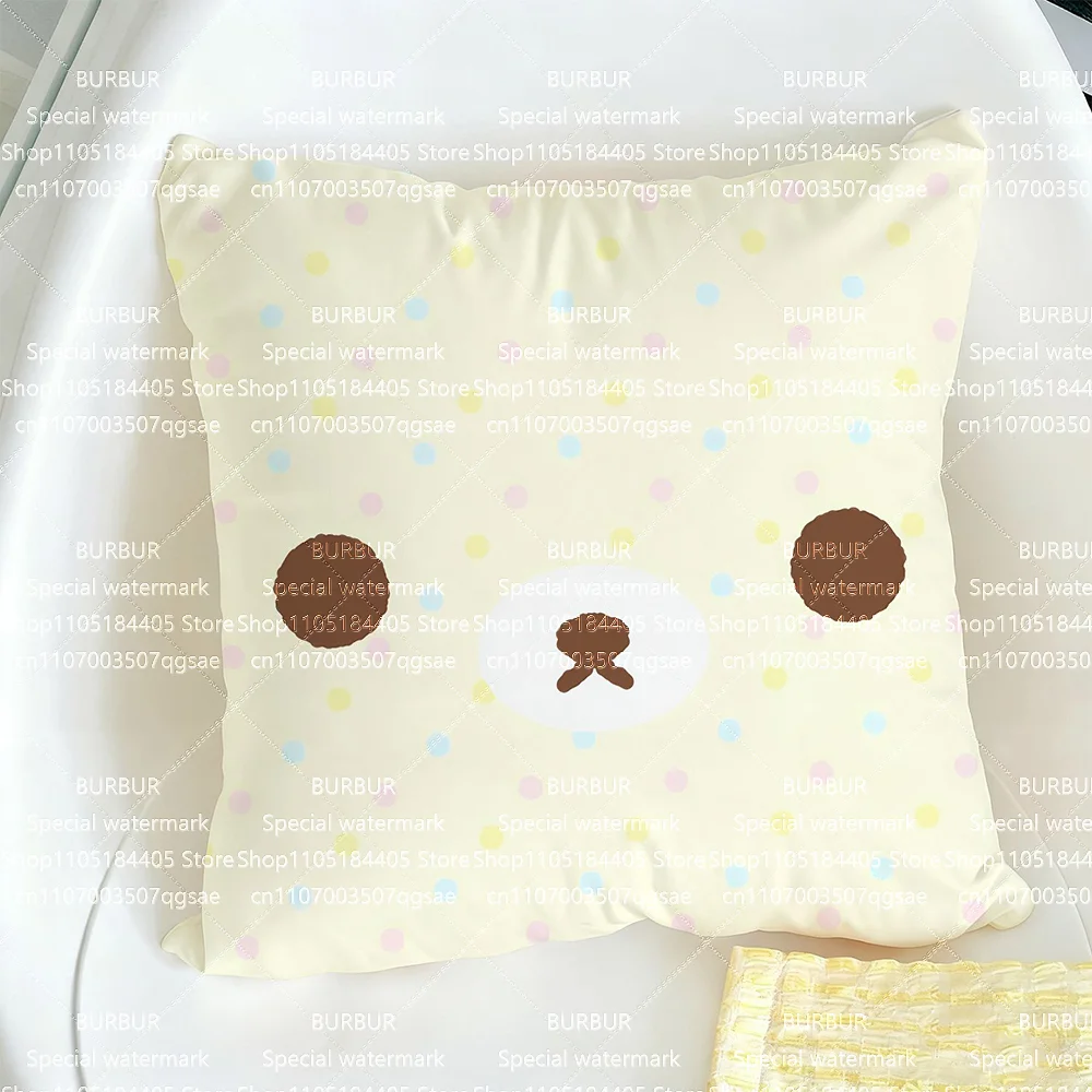 Early vintage cute and adorable expression throw pillow cover for small bear guest room sofa cushion cover with core headboard a