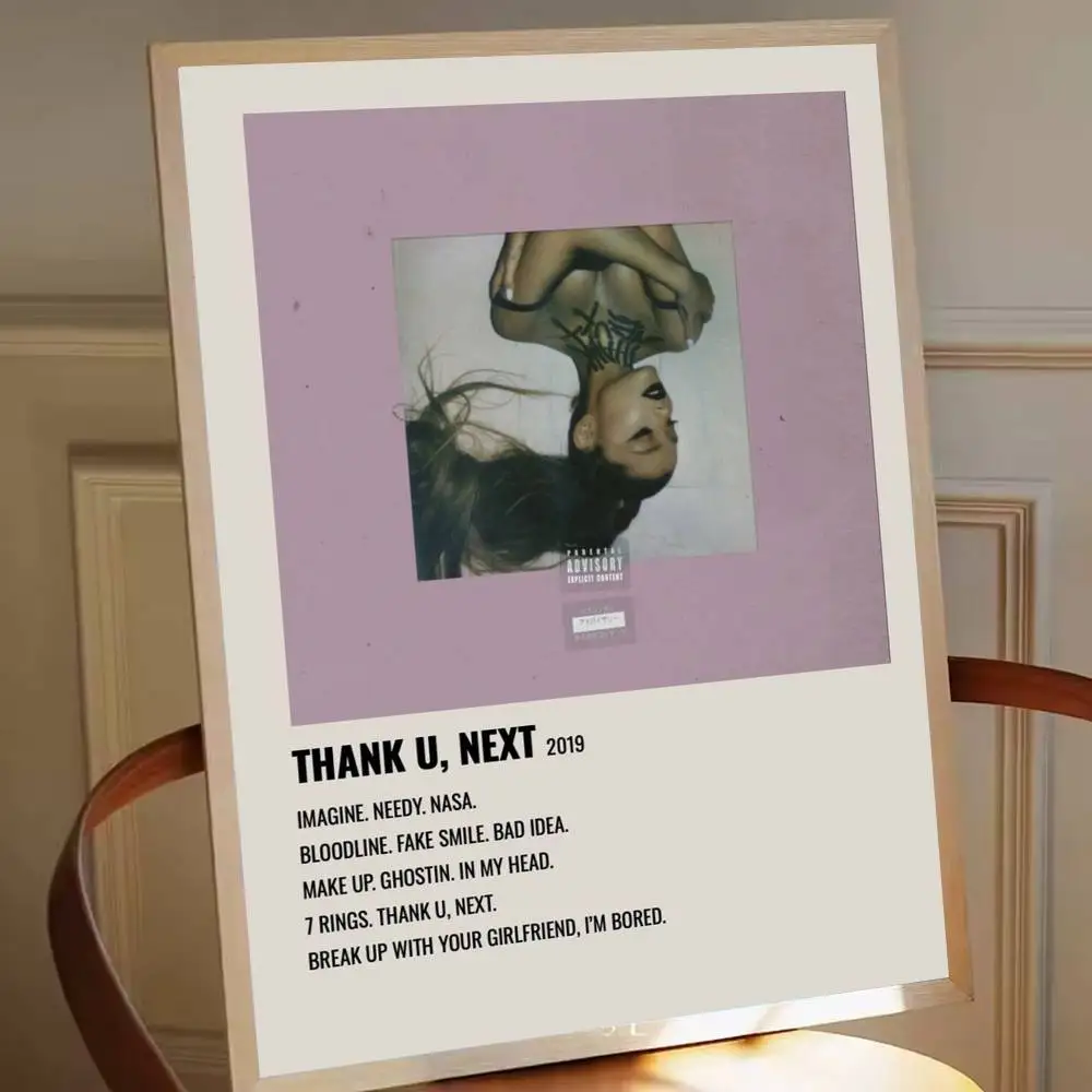 Ariana Grande 'Thank U, Next' Album Cover Poster Sticker Print Waterproof Wall Art For Living Room Bedroom Home Decor