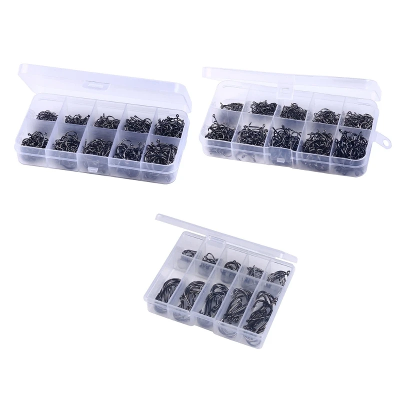 A9LD 100/500pcs Steel Barbed Fish Hooks Replacement Eyed Sea Fish Hooks Rustproof