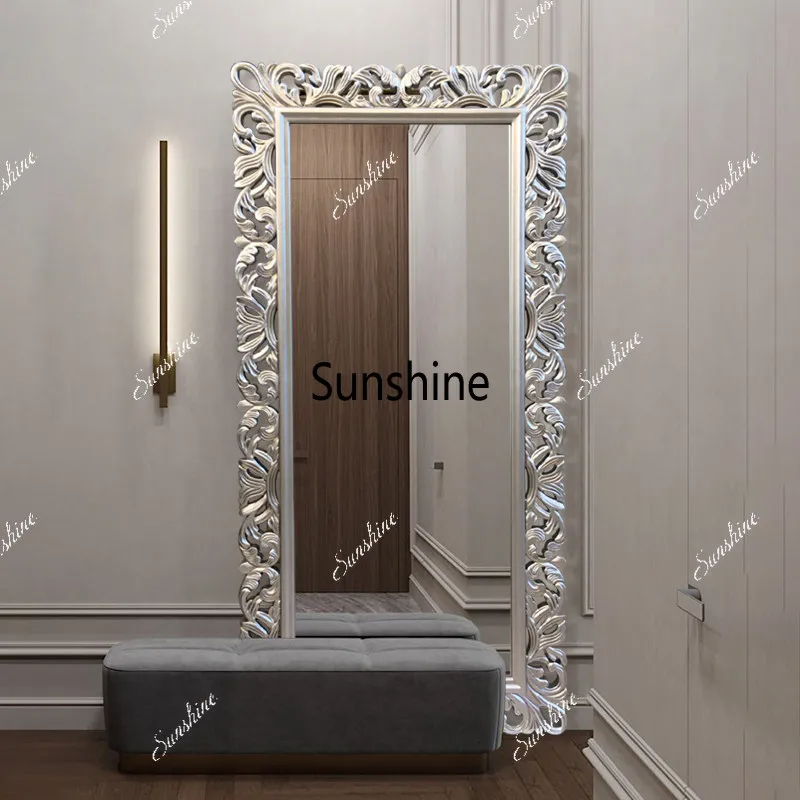 European coat rack floor-to-ceiling full-body mirror living room wall-mounted decorative mirror full-length mirror