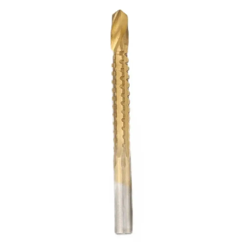 6Pcs 3-8mm Serrated Drill Bits Titanium Coated 3 In 1 HSS Twist Drill Bits Spiral Jagged Saw Serrated Grooving Grooving Tool Set