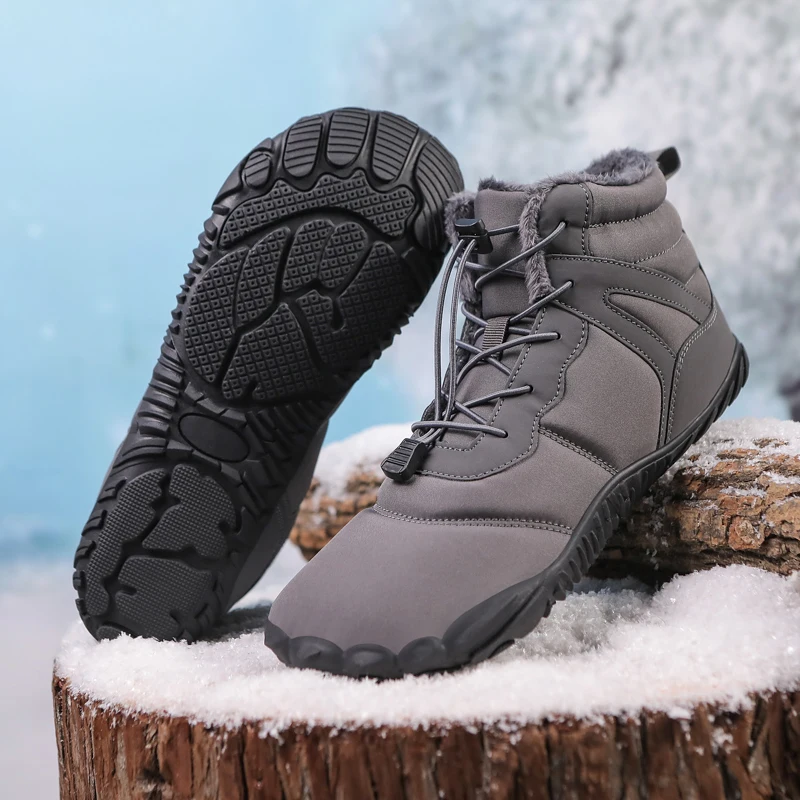 Winter Snow Men's Barefoot Boots Hiking Shoes Climbing Outdoor Thickened Cotton Shoes Five-Finger Waterproof Non-Slip Plus Size