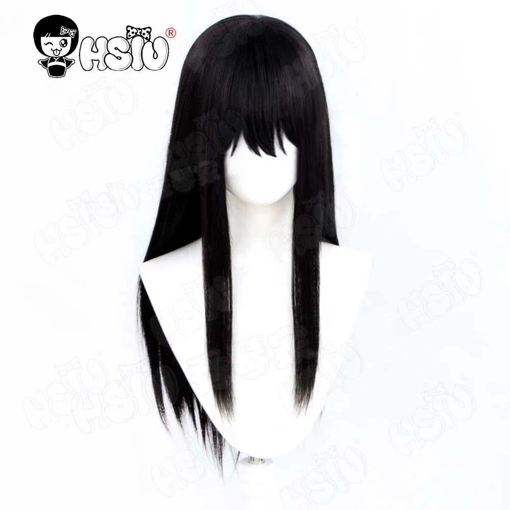 Asagiri Aya Cosplay Peruca de fibra sintética 「HSIU」60 CM Peruca longa preta + touca de peruca Anime Magic Girl Site Asagiri Aya Peruca Cosplay