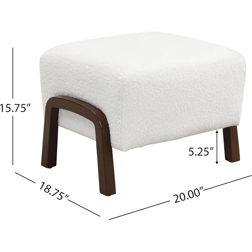 Moderner gepolsterter Ottoman-Stuhl mit Holzbeinen, weiß, 20 x 18,75 x 15,75, stilvolle Akzent-Fußstütze