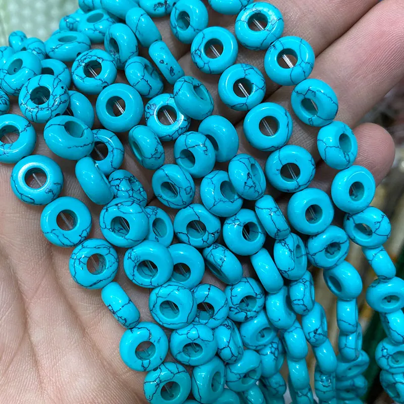 Natural Stone Blue Turquoise Faceted Round Flower Heart Drop Square Spacer Beads for Jewelry Make Diy Bracelet Accessories