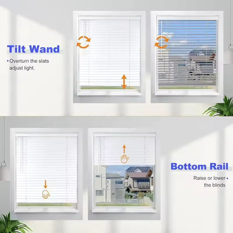 Imagem -04 - Manual Cordless Spring Wooden Shutter Blinds para Janela Smooth Faux Wood Fácil de Instalar