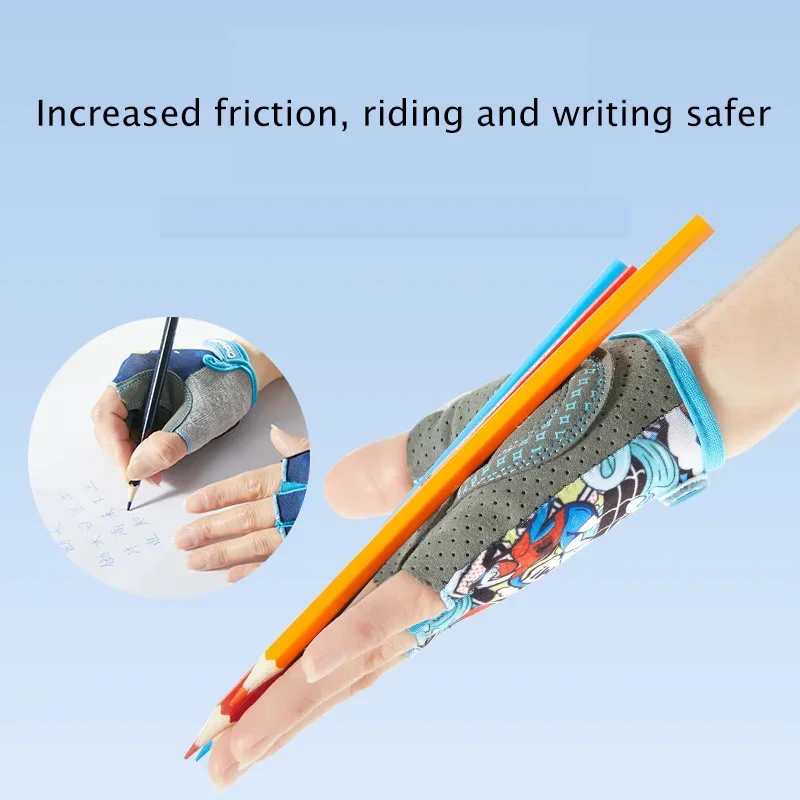 Children\'s Fingerless Gloves Sports Bicycle Boy Girl Cycling Anti-Wear Kids Roller Skating Training Exercise Protection Gloves