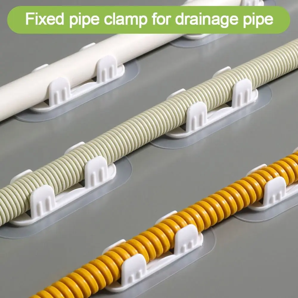 5pcs Plastic Pipe Clamp Hooks Self-adhesive Cable Clips Wiring Hose Clamp Pipe Support Fasteners Water Tube Hoop Buckle
