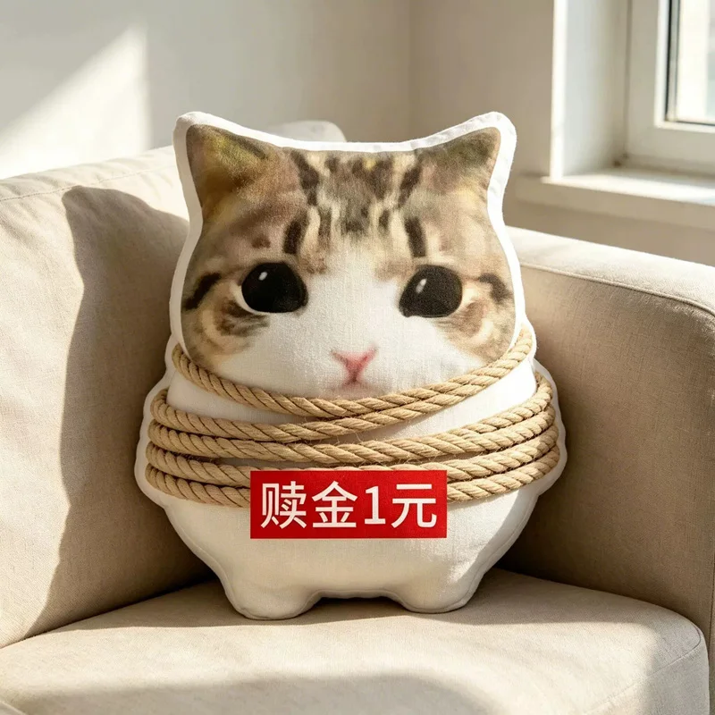 Cone Hat Cat Plush Pillow Crying Angry Themes 10/40cm Soft Printed Tabby Cushion for Bed Comfort Novelty Gift Decor